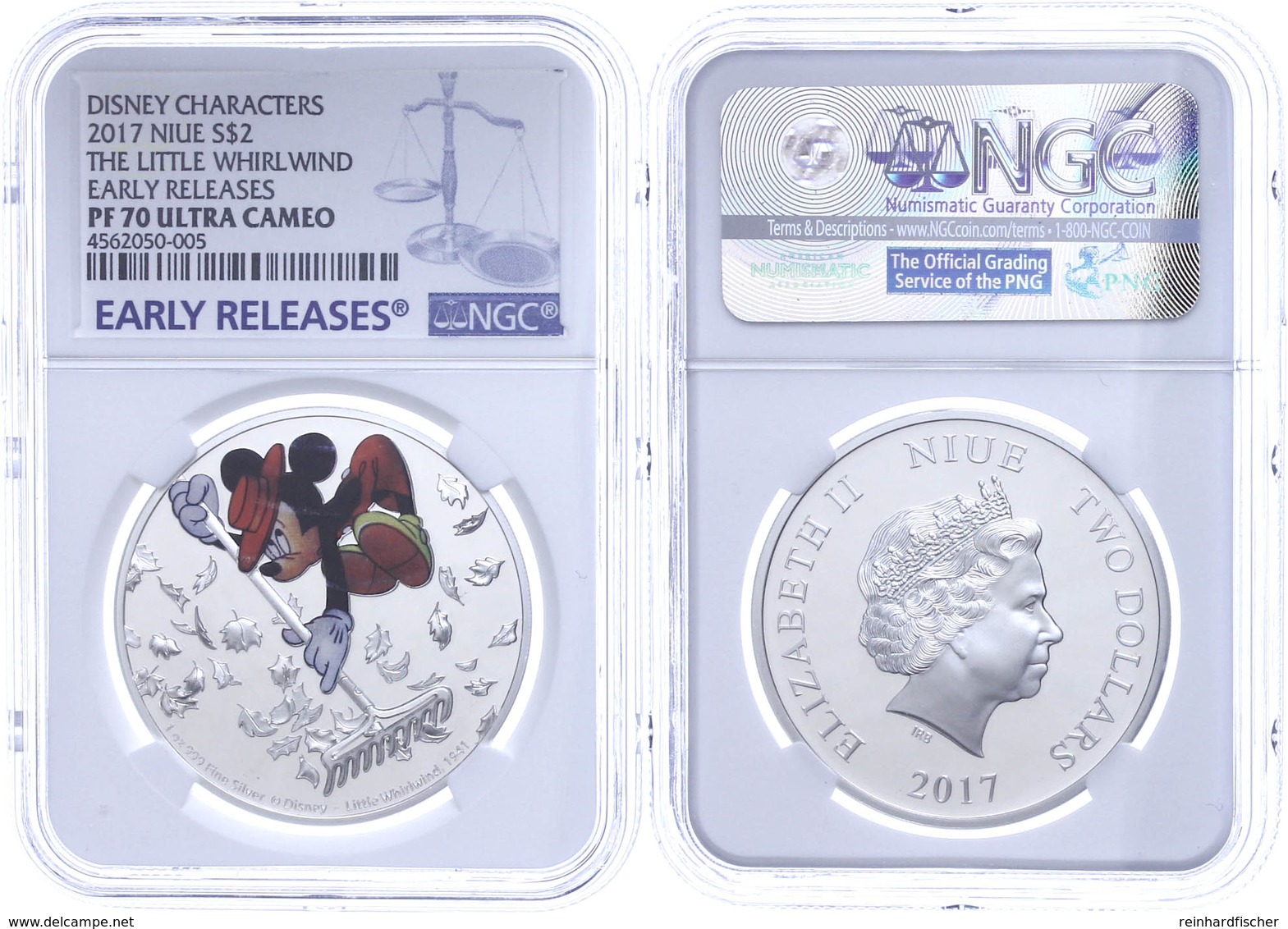 2 Dollars, 2017, Mickey-Little Whirlwind, In Slab Der NGC Mit Der Bewertung PF70 Ultra Cameo, Colorized-Early Releases. - Niue