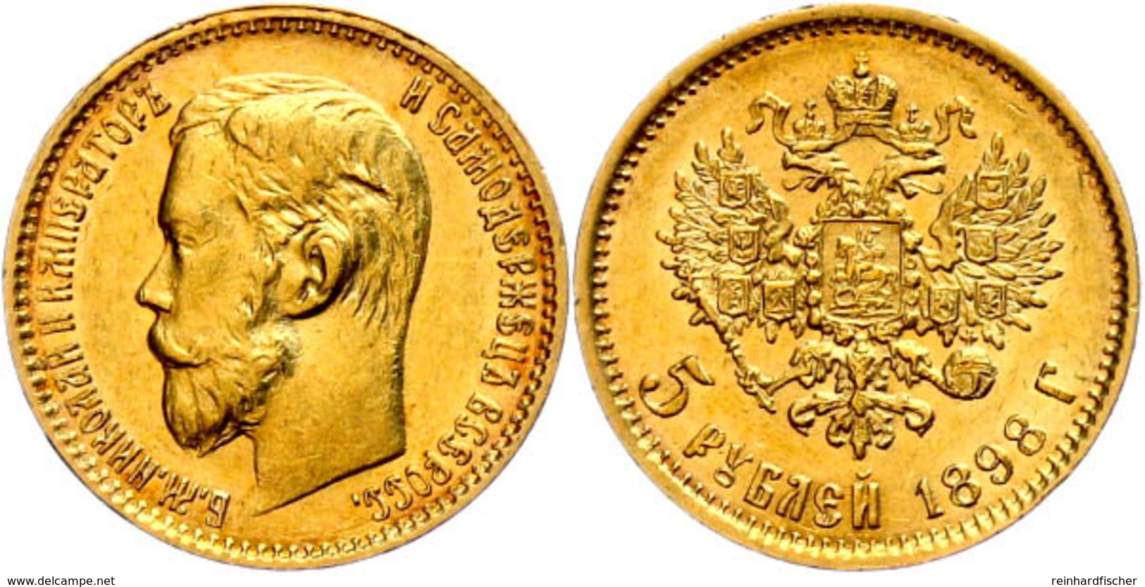 5 Rubel, Gold, 1898, Nikolaus II., St. Petersburg, Fb. 180, Ss.  Ss - Russia