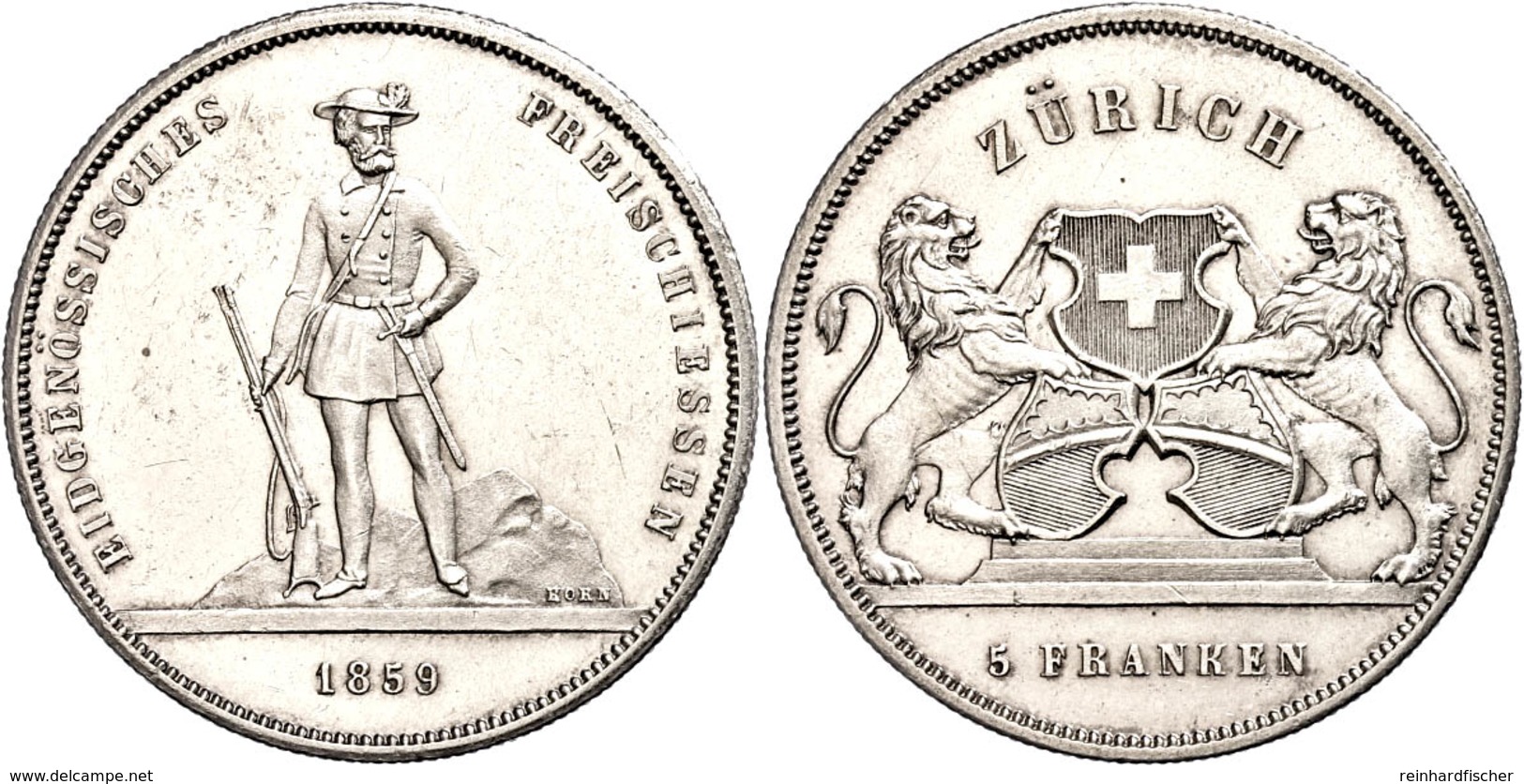 5 Franken, 1859, Zürich, HMZ 2-1343c, Vz.  Vz - Andere & Zonder Classificatie