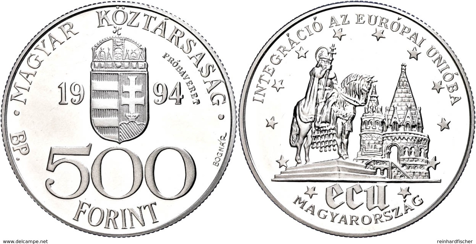 500 Forint, Silber, 1994, Probe, EU, Vgl. KM 710, In Kapsel, PP.  PP - Hongarije