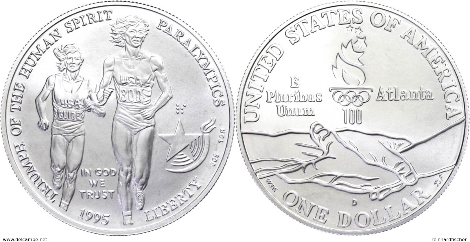 1 Dollar, Silber, 1995, XXVI. Olympische Sommerspiele 1996 In Atlanta Und X. Paralympische Sommerspiele 1996 In Atlanta- - Andere & Zonder Classificatie