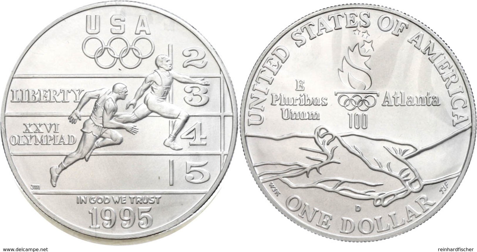 1 Dollar, Silber, 1995, XXVI. Olympische Sommerspiele 1996 In Atlanta-X. Paralympische Sommerspiele 1996 In Atlanta-2. A - Andere & Zonder Classificatie