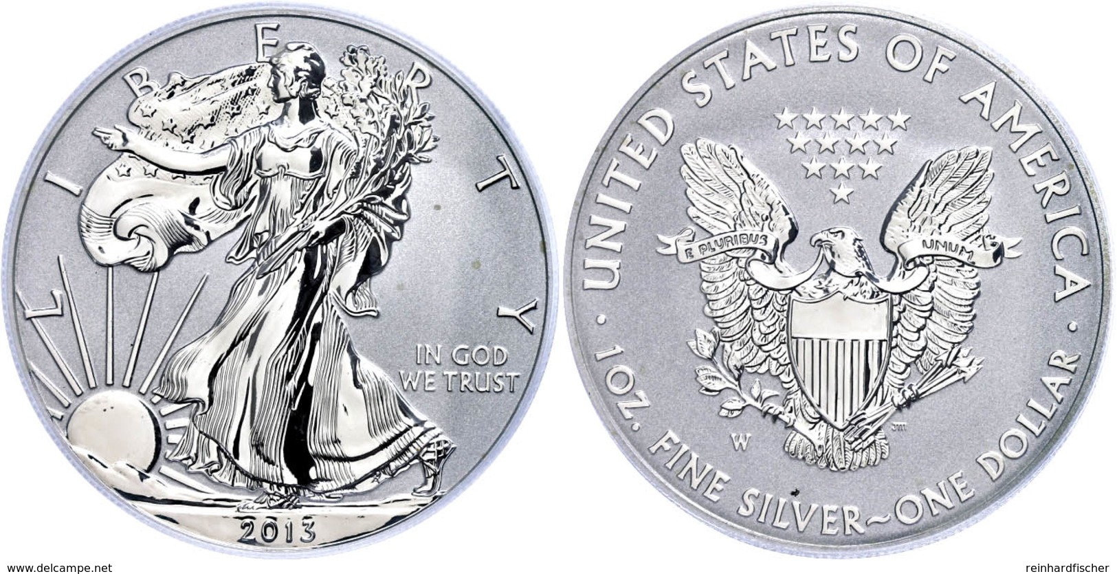 1 Dollar, 2013, W, Silver Eagle, In Slab Der PCGS Mit Der Bewertung PR70, Reverse Proof, First Strike, West Point Mint L - Andere & Zonder Classificatie