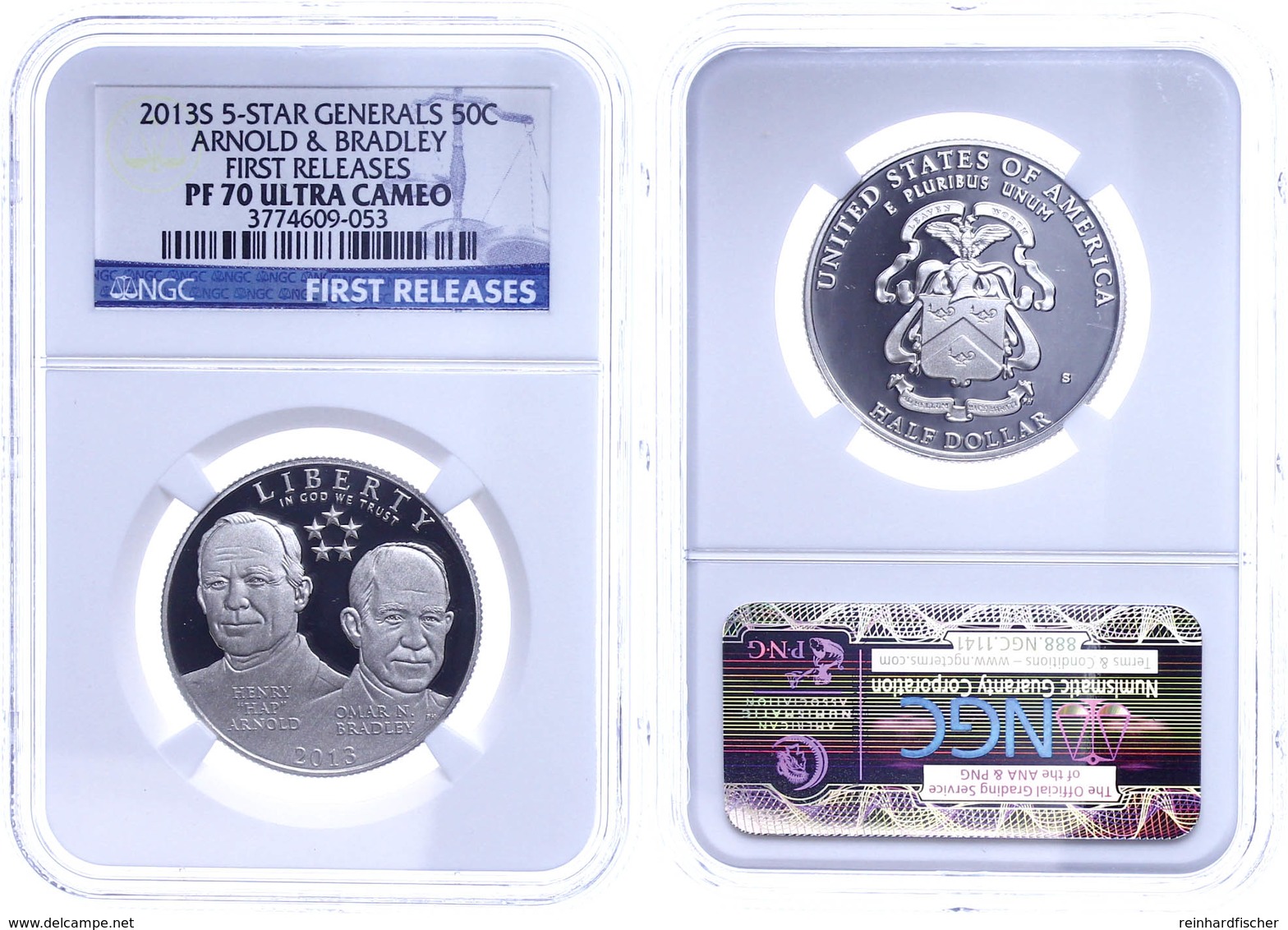 1/2 Dollar, 2013, S, Arnold/Bredley, In Slab Der NGC Mit Der Bewertung PF70 Ultra Cameo, First Releases. - Andere & Zonder Classificatie