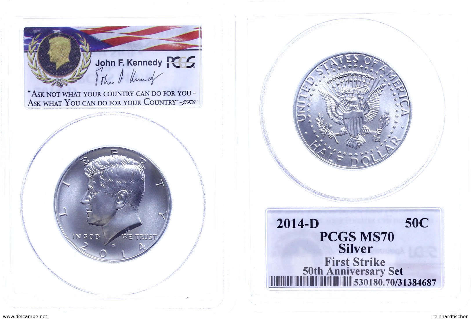 1/2 Dollar, 2014, D, Kennedy, In Slab Der PCGS Mit Der Bewertung MS70, First Strike, Kennedy Label. - Andere & Zonder Classificatie