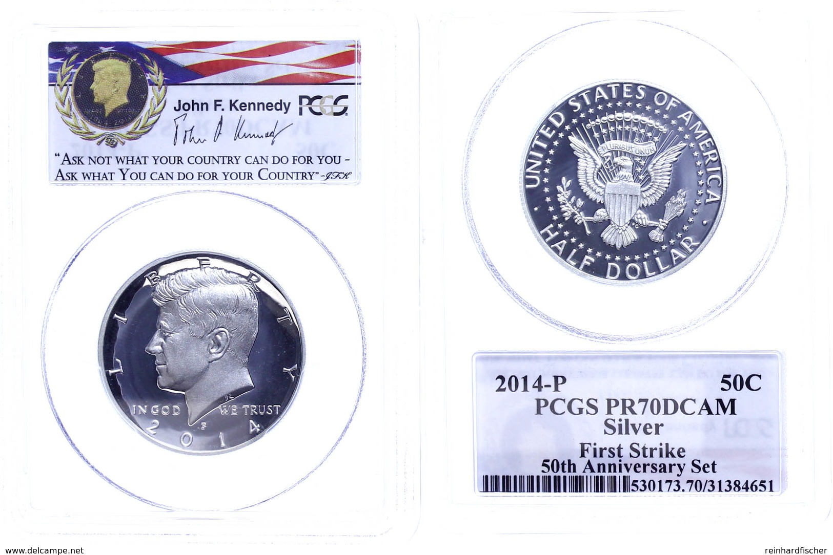 1/2 Dollar, 2014, P, Kennedy, In Slab Der PCGS Mit Der Bewertung PR70DCAM, First Strike, Kennedy Label. - Andere & Zonder Classificatie