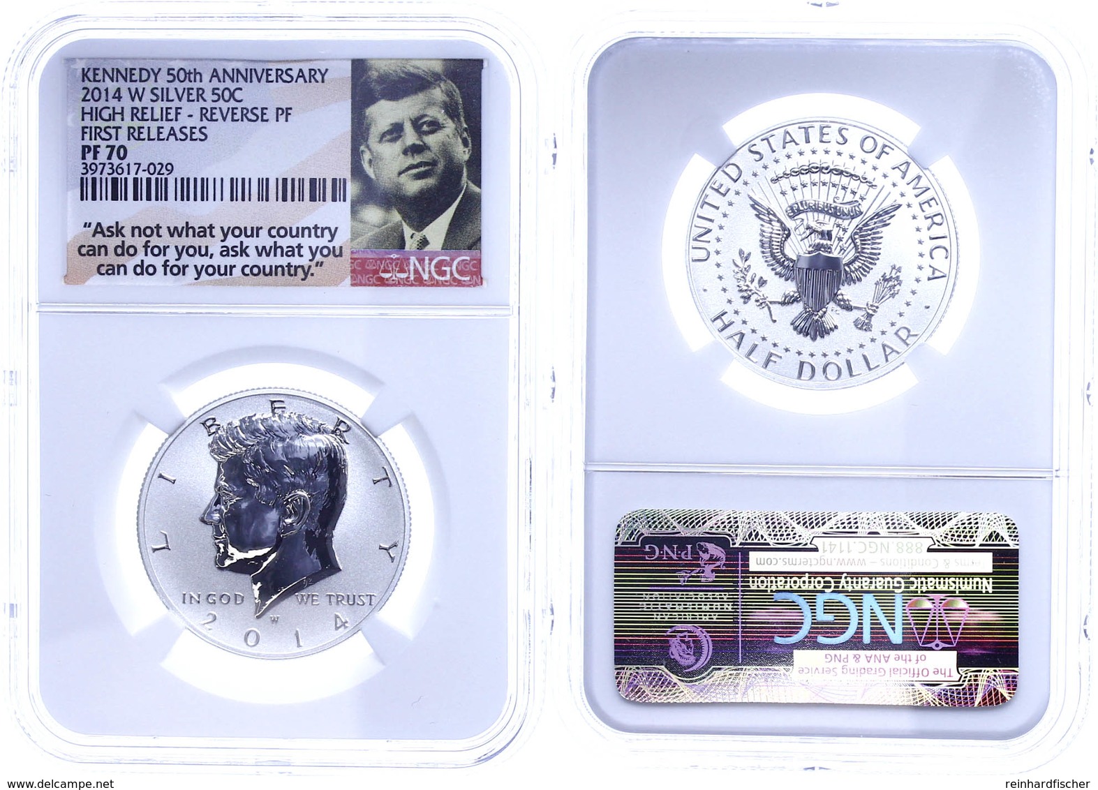 1/2 Dollar, 2014, W, Kennedy, In Slab Der NGC Mit Der Bewertung PF70, High Relief-Reverse Proof, First Releases, Kennedy - Andere & Zonder Classificatie