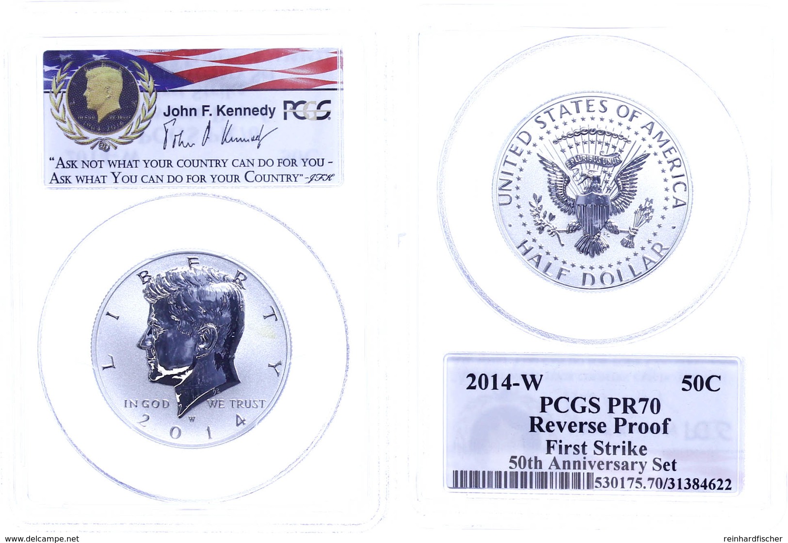 1/2 Dollar, 2014, W, Kennedy, In Slab Der PCGS Mit Der Bewertung PR70, Reverse Proof, First Strike. - Andere & Zonder Classificatie