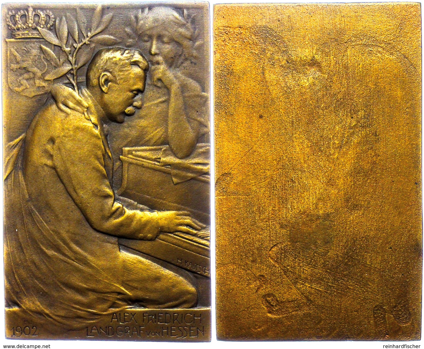 Hessen, Einseitige, Rechteckige Bronzeplakette (ca. 98,80x60,90mm, Ca. 114,72g), 1902, Von H. Kautsch, Auf Alexander Fri - Andere & Zonder Classificatie
