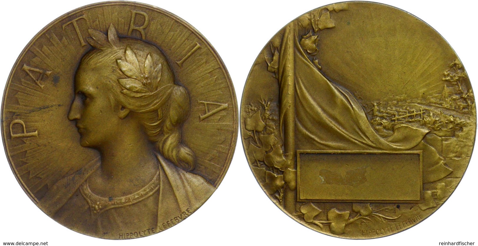 Frankreich, Bronzemedaille (Dm. Ca. 50mm, Ca. 48,22g), O.J., Von Hippolyte Lefebvre. Av: Weibliches Brustbild Nach Links - Andere & Zonder Classificatie