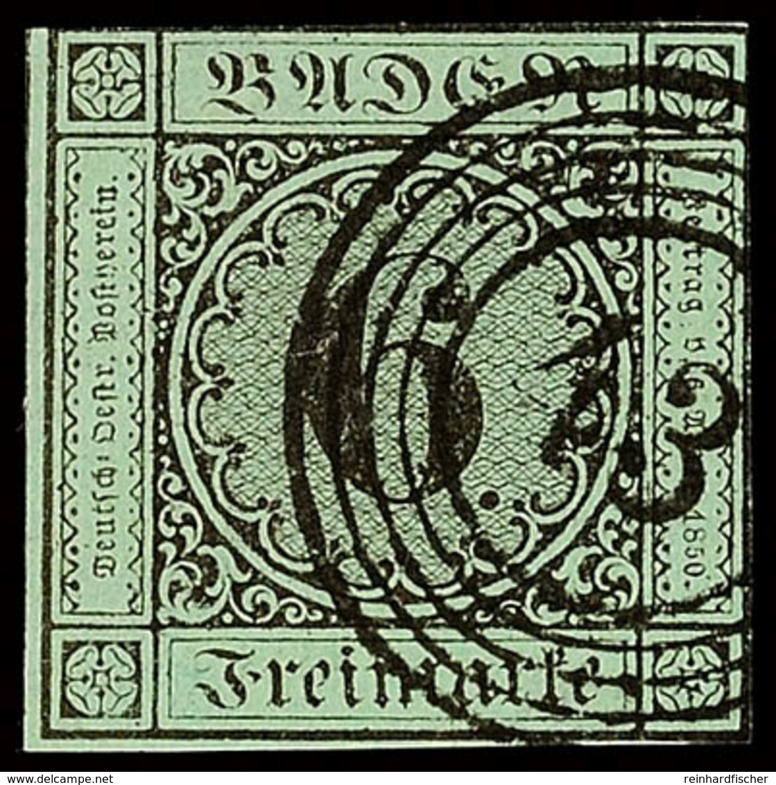 6 Kreuzer Schwarz Auf Blaugrün Tadellos Gestempelt, Mi. 110.-, Katalog: 3a O - Other & Unclassified