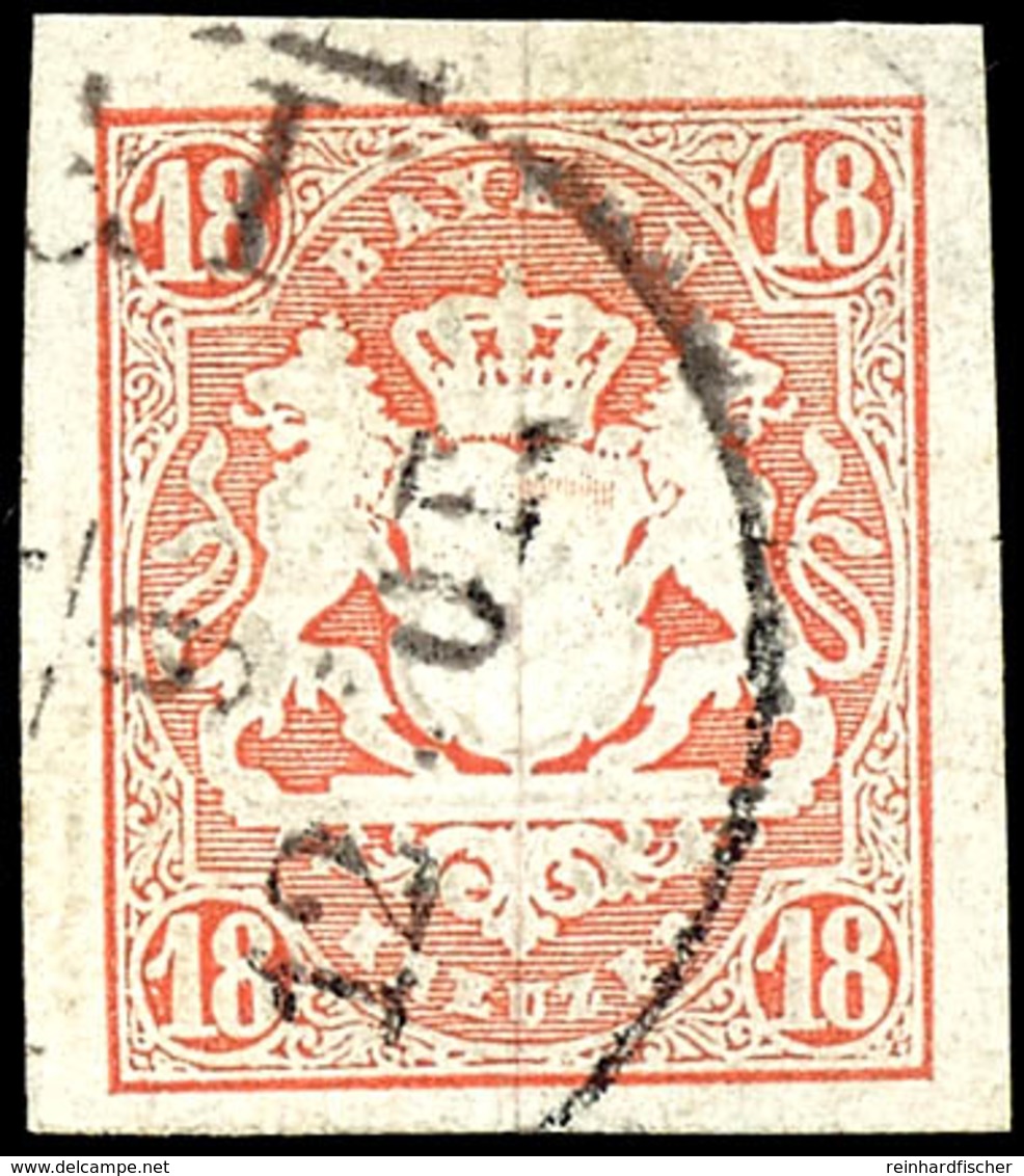 18 Kr. Dunkelzinnoberrot, Allseits Breitrandig, Gestempelt, Tadellos, Geprüft Sem BPP, Mi. 220.-, Katalog: 19 O - Other & Unclassified