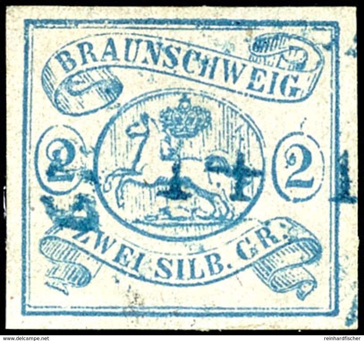 2 Sgr. Lebhaftpreußischblau, Farbfrisches Und Breitrandiges Kabinettstück Mit Blauem Bogenstempel, Tiefst Gepr. Georg Bü - Brunswick