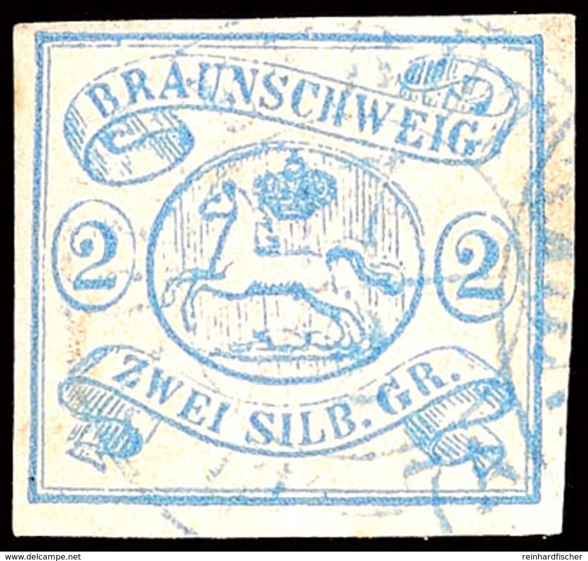 2 Sgr. Preußischblau, Farbfrisches, Allseits Breitrandiges Exemplar Mit Blauem K2 Von Wolfenbüttel, Kleiner Bug, Sonst T - Brunswick