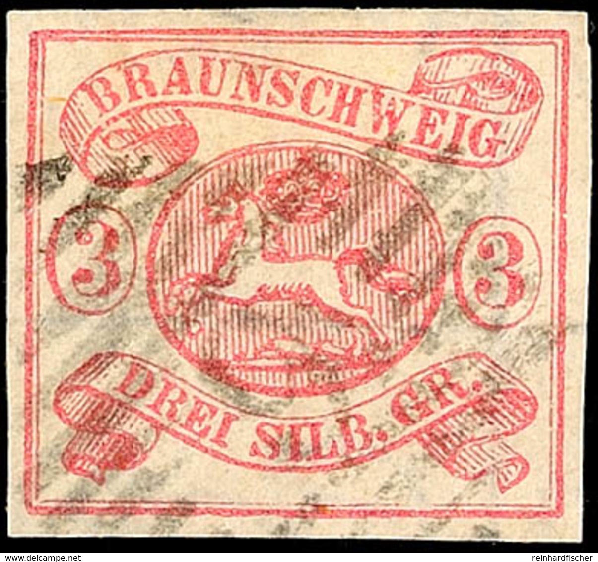 3 Sgr. Rosa Auf Weiß Tadellos Gestempelt, Kabinett, Mi. 260.-, Katalog: 12Aa O - Brunswick