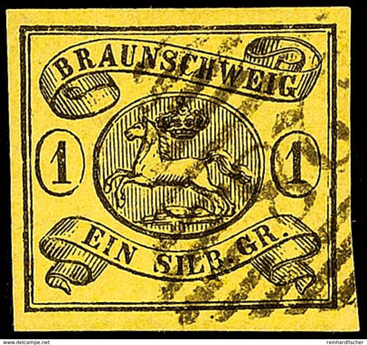 "28." - Königslutter, Klar In Schwarz Auf Voll- Bis Breitrandiger 1 Sgr. Schwarz Auf Lebhaftgraugelb, Bugspur, Sonst Pra - Brunswick