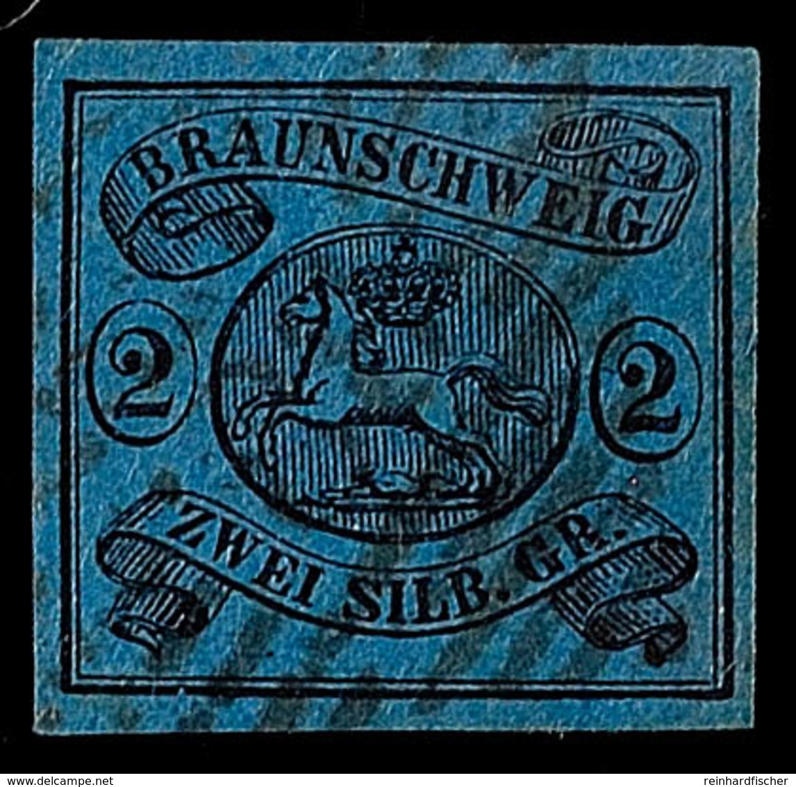 "29" - Kreiensen, Recht Klar In Schwarz Auf 2 Sgr. Schwarz Auf Blau, Voll- Bis Breitrandig, Pracht, Katalog: 7a O - Brunswick