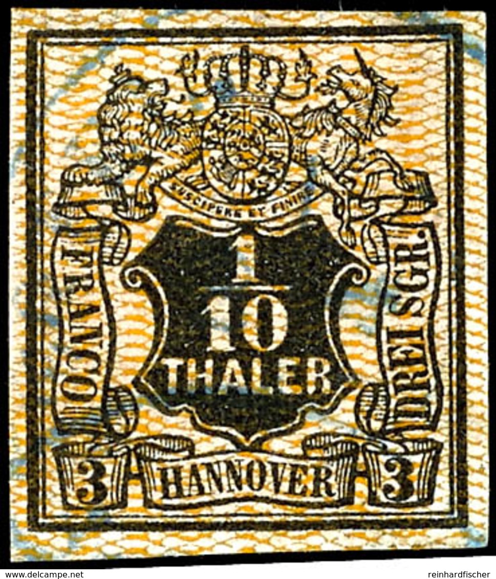 1/10 Th./3Sgr., Netzwerk Orange, Voll Bis Breitrandig, Gestempelt, Tadellos, Gepr. Jäschke-L. BPP, Mi. 200,-, Katalog: 7 - Hanover