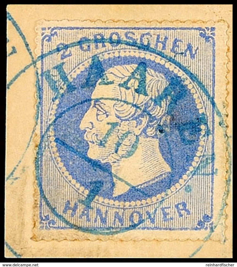 "HAAREN" - Blauer K2, Auf Briefstück 2 Gr. Durchstochen, Waager. Bug, Katalog: 24y BS - Hanover
