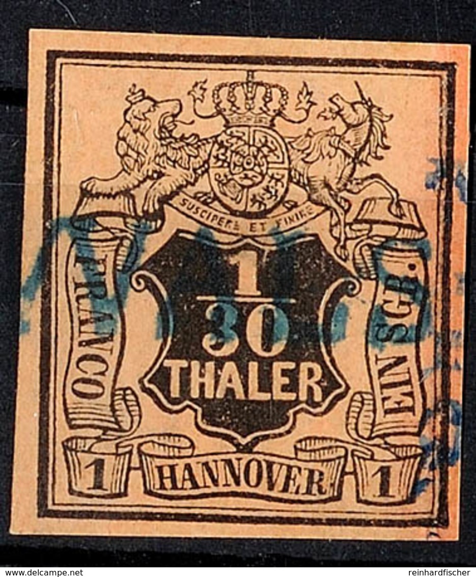 "WALSRODE" - Blauer L1, Waager. Aufsitzender Teilabschlag "WALS" Auf Farbfrischer 1/30 Th., Rechter Rand Angesetzt, Kata - Hannover