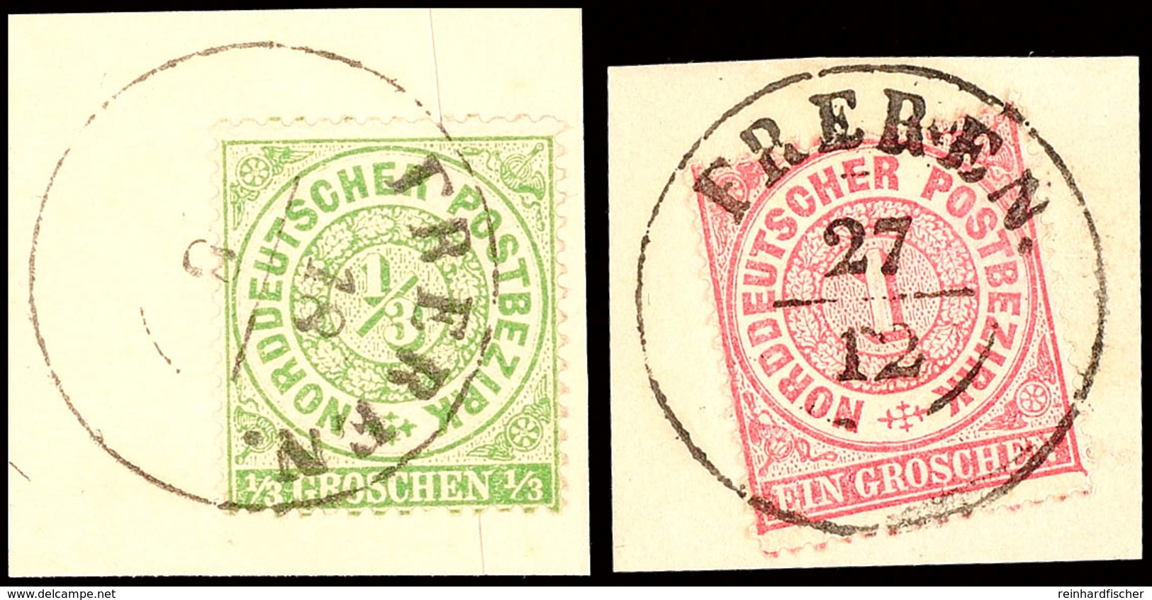 "FREREN" - K2, Je Klar Und Vollständig Auf Zwei Briefstücken NDP 1/3 U. 1 Gr., Katalog: NDP 14,16 BS - Hanover