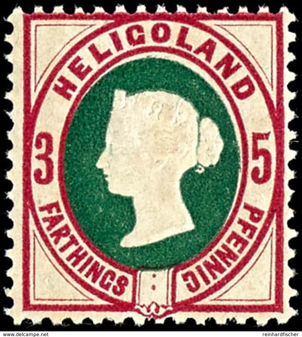 5 Pfg Viktoria Lebhaftlilakarmin/grün, Tadellos Postfrisch, Kabinett, Gepr. Lemberger BPP, Zuschlag 168. Auktion = 170,- - Heligoland