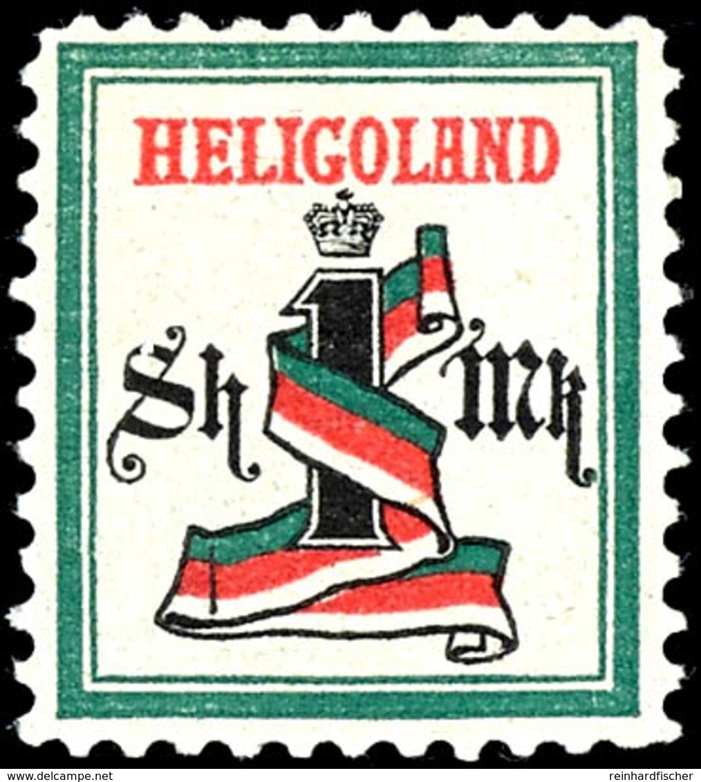 1 Mark/1 Schilling Blaugrün/grauschwarz/lachsrot, Gez. 11 1/2, Probedruck, Ungebraucht Mit Originalgummierung, Einzelne  - Heligoland