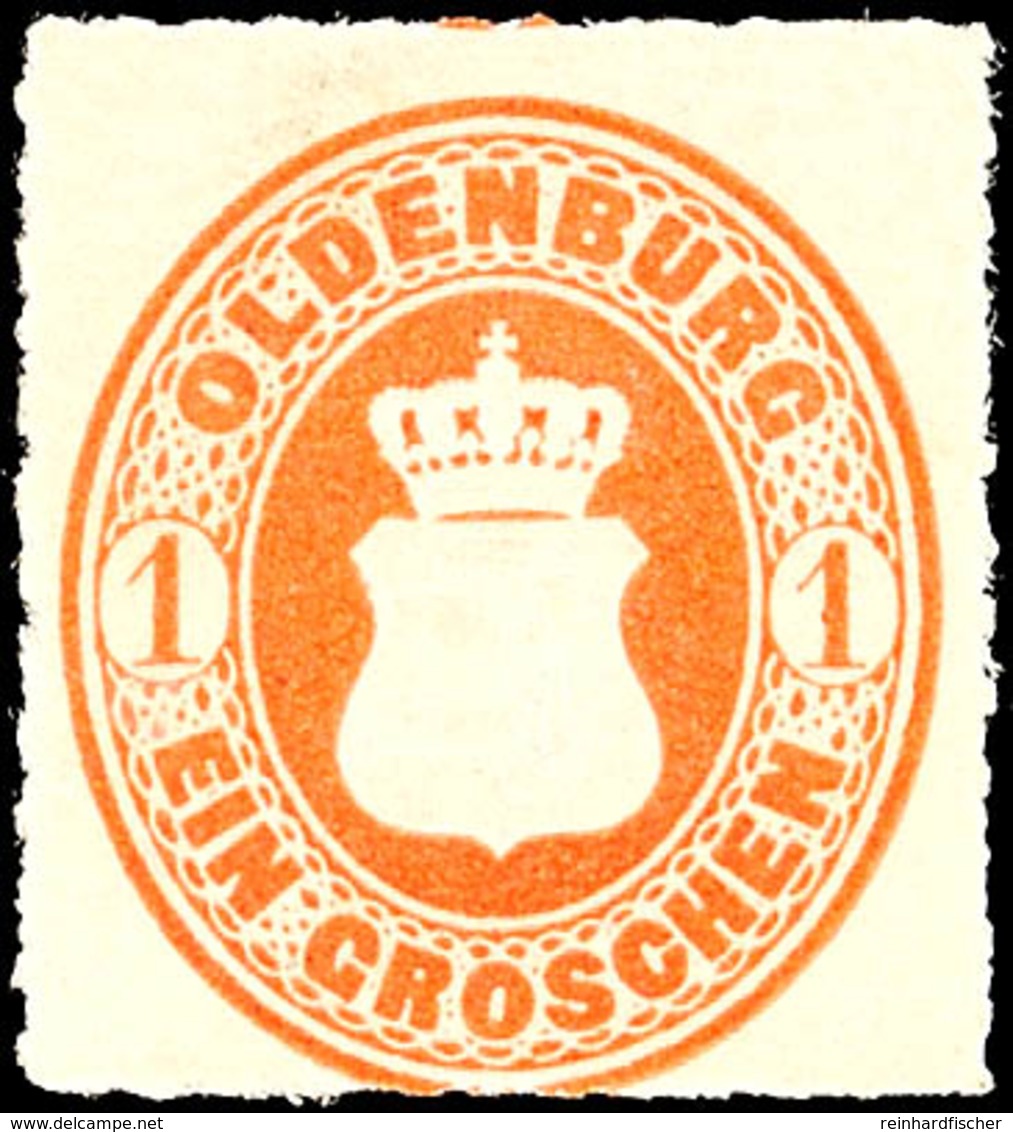 1 Gr. Orange, Probedruck Mit Durchstich 11 3/4, Tadellos Postfrisches Luxusstück, Selten Angeboten, Fotobefund Berger BP - Oldenburg