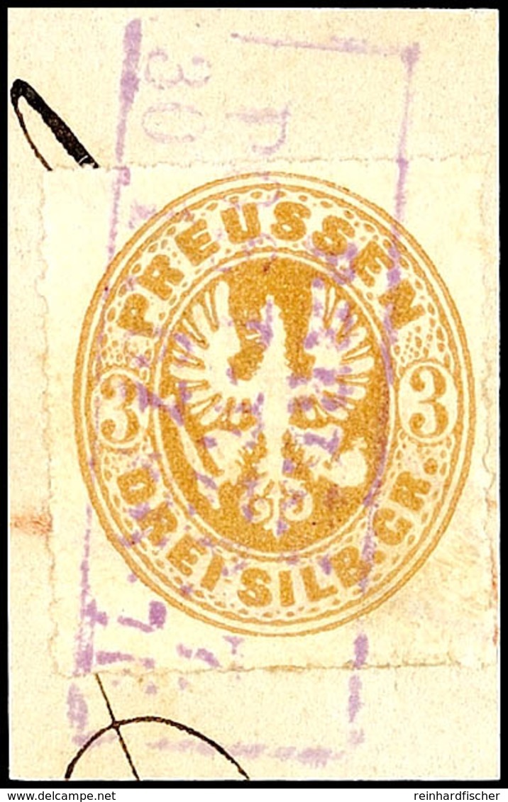 "BERLIN POST-EXP. 7. 30 1 67" - Violetter Ra3, KBHW 295 C, Auf Briefstück 3 Sgr. Wappen. Die Verwendung Von Violetter St - Andere & Zonder Classificatie