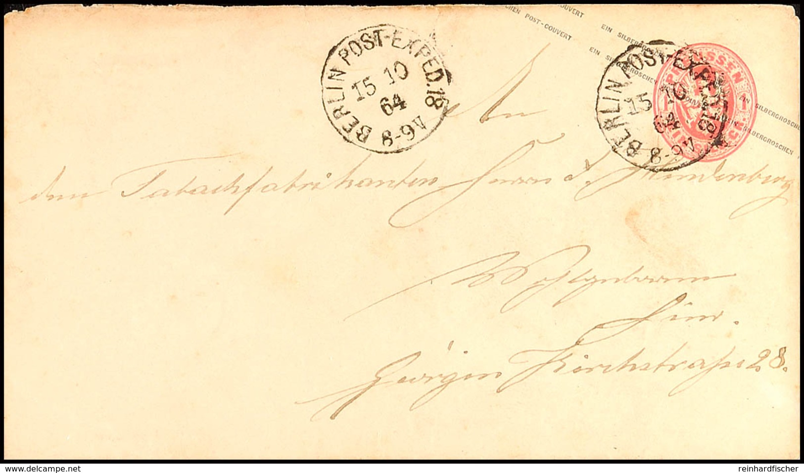 "BERLIN POST-EXP.18 15 10 64" - K1, KBHW 441 A (90 Punkte), Klar Auf GS-Umschlag 1 Sgr. Als Ortsbrief, Katalog: U26A BF - Andere & Zonder Classificatie