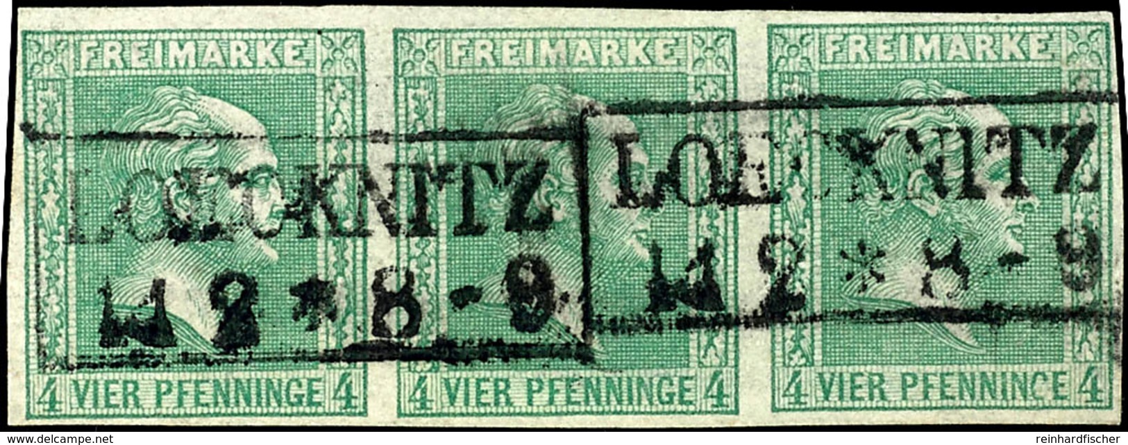 4 Pfennig, Waagerechter 3er-Streifen, Voll- Bis Breitrandig Mit Ra2 "LOECKNITZ 14/2", Tadellos, MI. 300.-, Katalog: 9a O - Andere & Zonder Classificatie