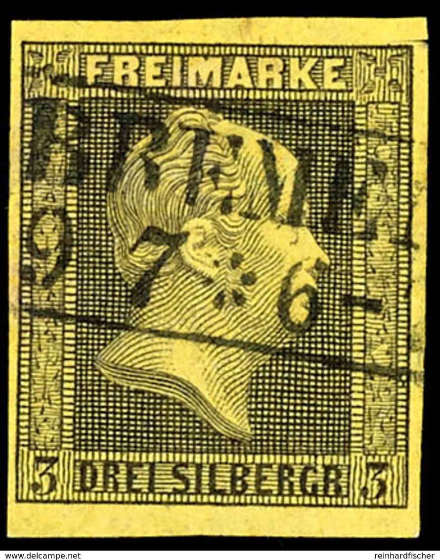 "BREMEN 9/7"- Ra2 Auf 3 Sgr. Friedrich Wilhelm Mit Wz., Allseits Vollrandig, Kleiner Vortrennschnitt Rechts Oben Außerha - Other & Unclassified