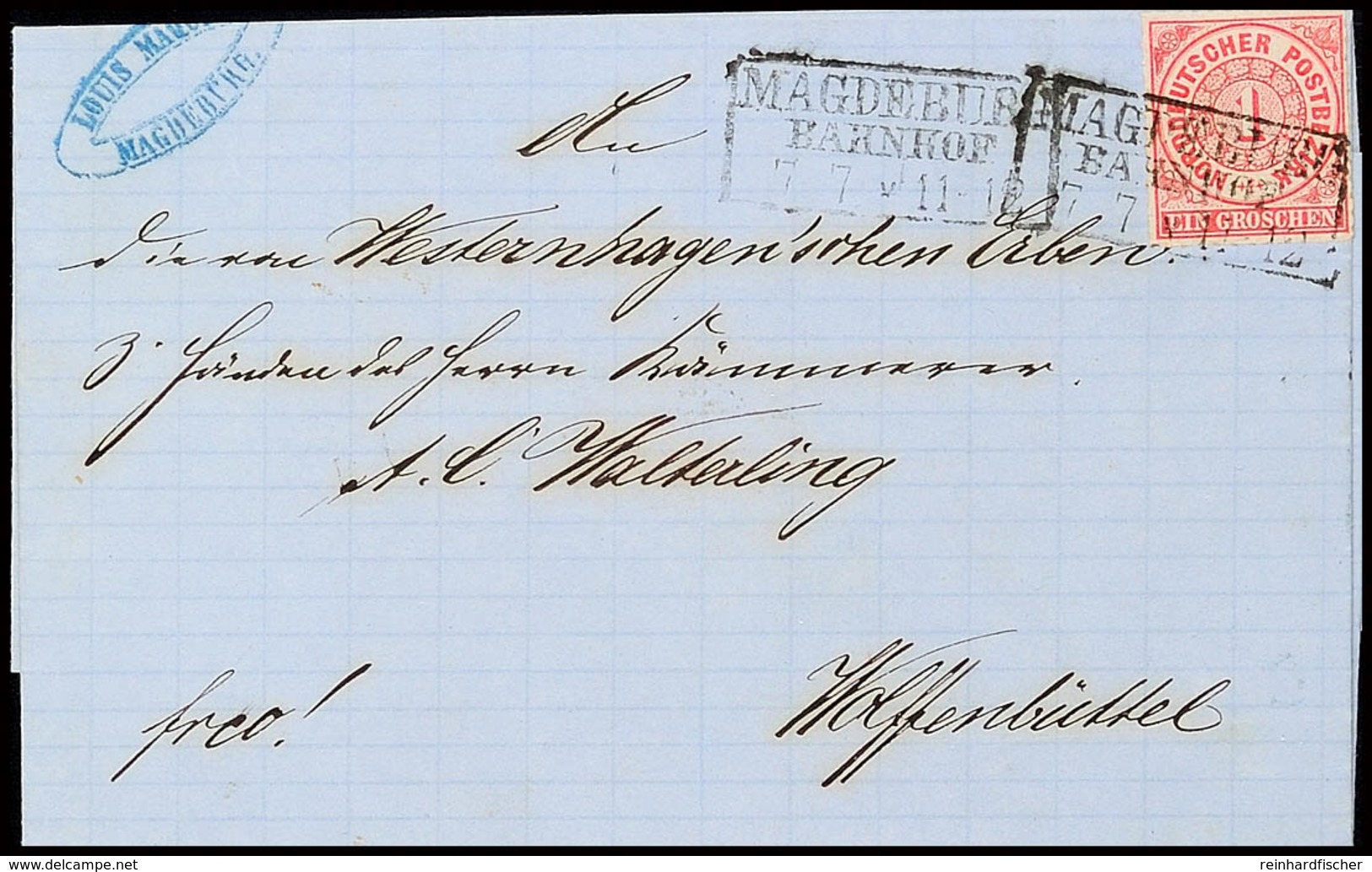"MAGDEBURG BAHNHOF 7 7 (1868)" - Ra3, Auf Brief NDP 1 Gr. Nach Wolfenbüttel, Vollständiger Briefinhalt, Katalog: NDP 4 B - Andere & Zonder Classificatie