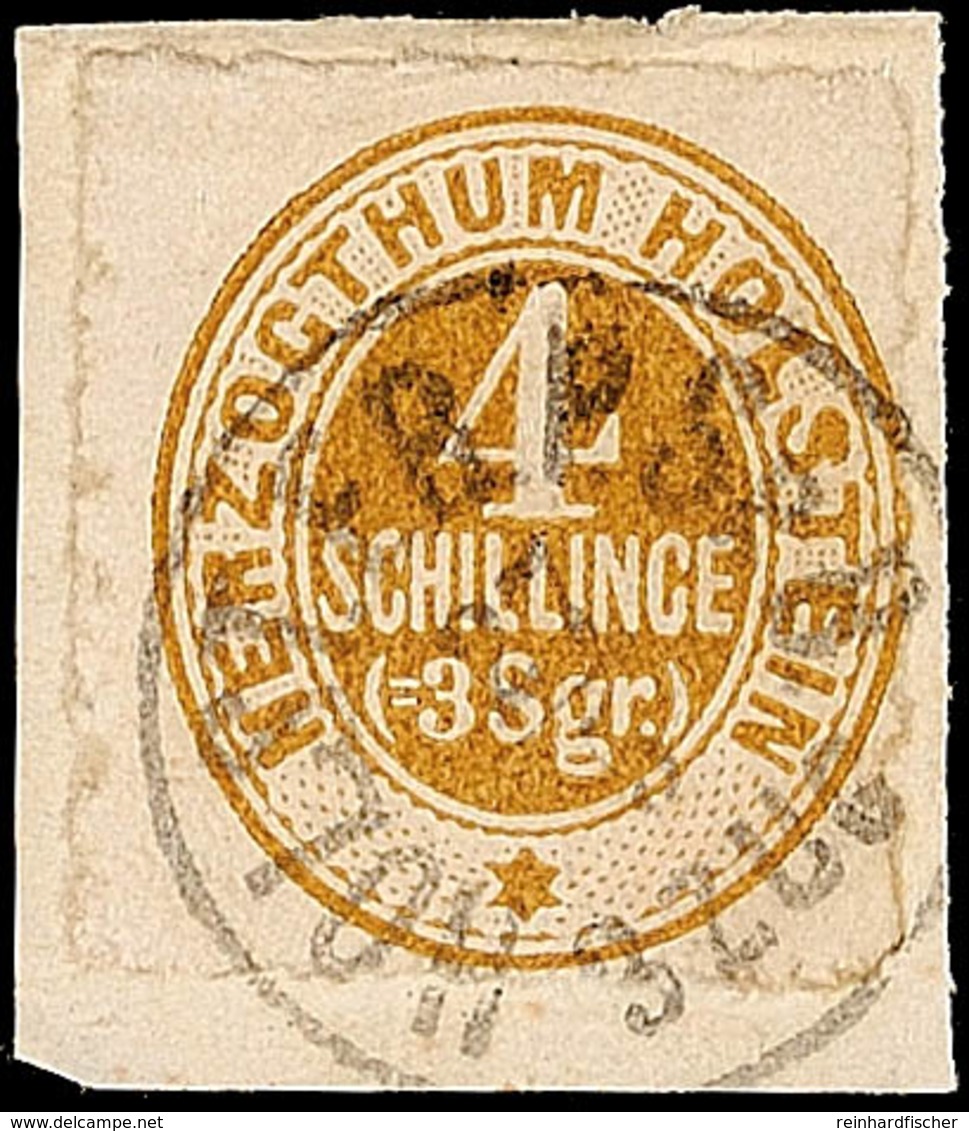 "HOLST. EB.P.SP.B. 3 ZUG 27.5.", Schwarzer K1 Klar Und Praktisch Komplett Auf Pracht-Briefstück Mit 4 S./ 3 Sgr. Braunoc - Schleswig-Holstein