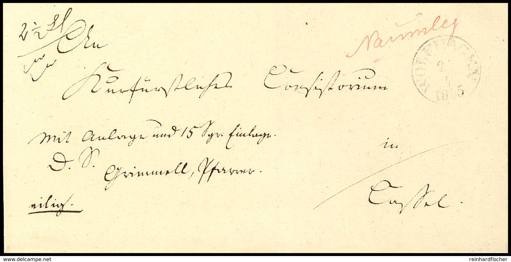 "WOLFHAGEN 24 3 1845" - K1, Feuser 3976-3, Nebst Handschriftlichem Leitvermerk "Naumburg" In Roter Tinte Auf 2 1/2 Loth  - Andere & Zonder Classificatie