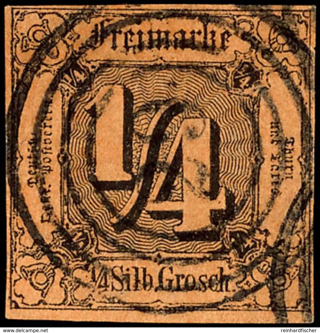 1/4 Sgr. A. Rotbraun, Farbfrisches, Allseits Voll/breitrandiges Exemplar Mit Zentrischem Vierringstempel "29" - HANAU, R - Andere & Zonder Classificatie