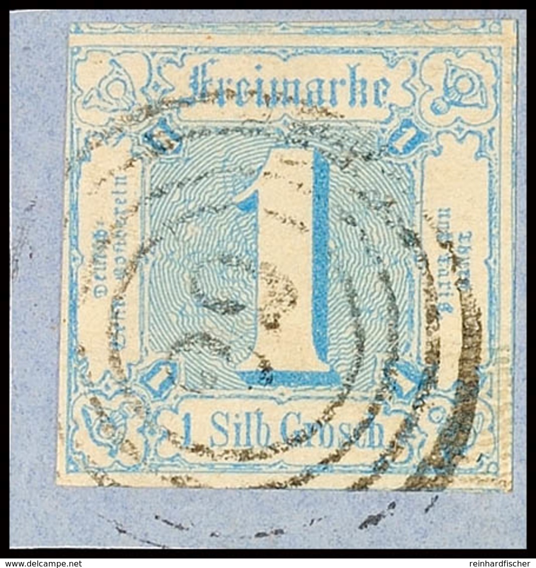 1 Sgr. Hellblau, Voll/überrandig Mit Vierringstempel "29" Von Hanau Auf Kabinettbriefstück, Katalog: 15 BS - Other & Unclassified