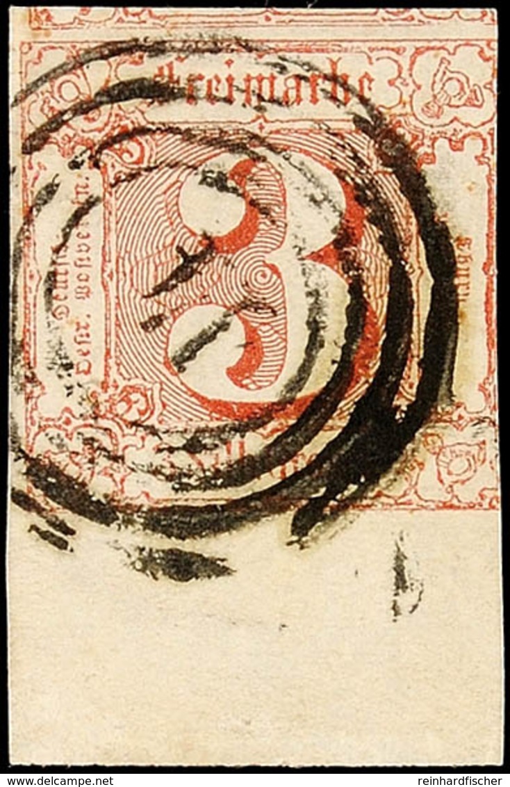 3 Sgr. Braunrot, Farbfrisches, Rechts Etwas Angeschnittenes, Sonst Breit/überrandiges Exemplar Mit über 11 Mm BOGENRAND  - Andere & Zonder Classificatie