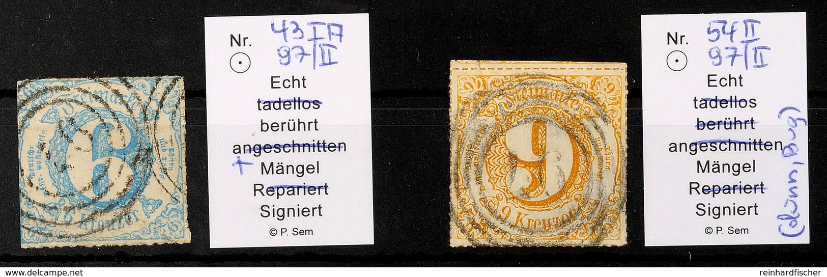 "97" (Type II, Ohne Fußstrich) - BINGEN, Großherzogtum Hessen, Je Auf 6 Kr. IV. Und 9 K. V. Ausgabe, Beide Marken Mängel - Sonstige & Ohne Zuordnung