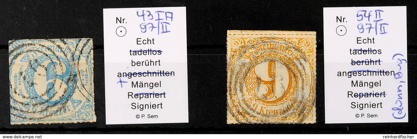 "97" (Type II, Ohne Fußstrich) - BINGEN, Großherzogtum Hessen, Je Auf 6 Kr. IV. Und 9 K. V. Ausgabe, Beide Marken Mängel - Other & Unclassified