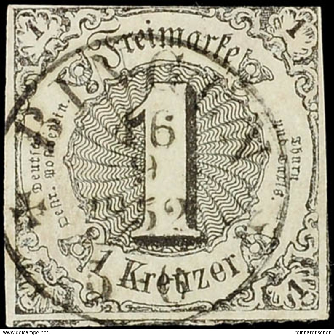 "BINGEN 16 9 1852" - Kleiner K1 Mit Kreuzen, Großherzogtum Hessen, Klar Und Zentrisch Auf 1 Kr. A. Graugrün, Oben Teils  - Andere & Zonder Classificatie