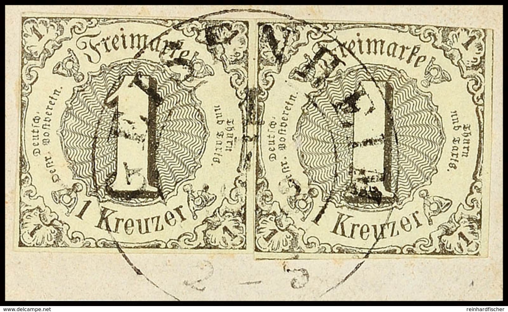 "GEISENHEIM 1 7 1852" - K2, Herzogtum Nassau, Gerade Aufsitzender, Quasi Vollständiger Abschlag Auf Briefstück Mit Zwei  - Other & Unclassified