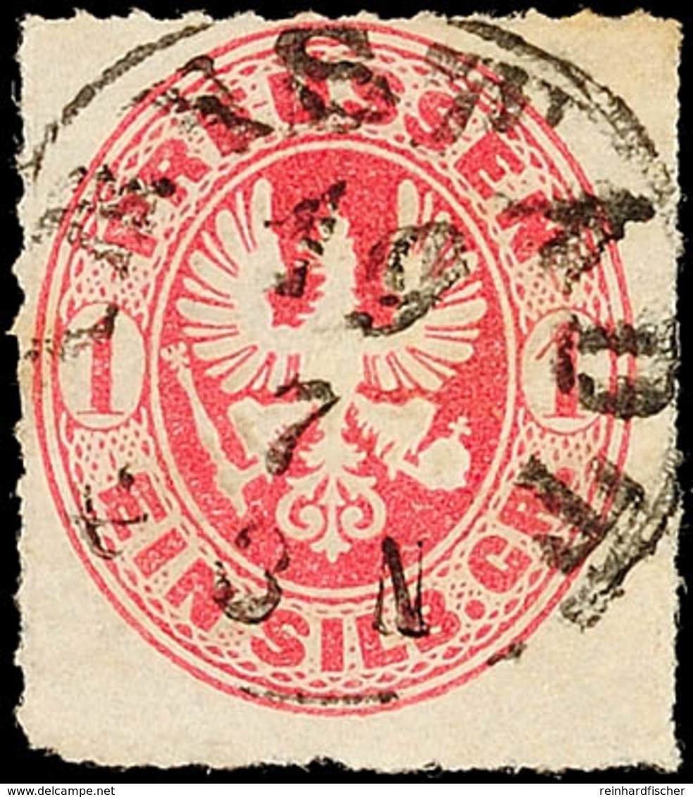 "ARNSTADT 19 7 (1867)" - K1, Zentrisch Auf Preußen 1 Sgr., Bedarfsdurchstich, Katalog: Pr.16 O - Sonstige & Ohne Zuordnung