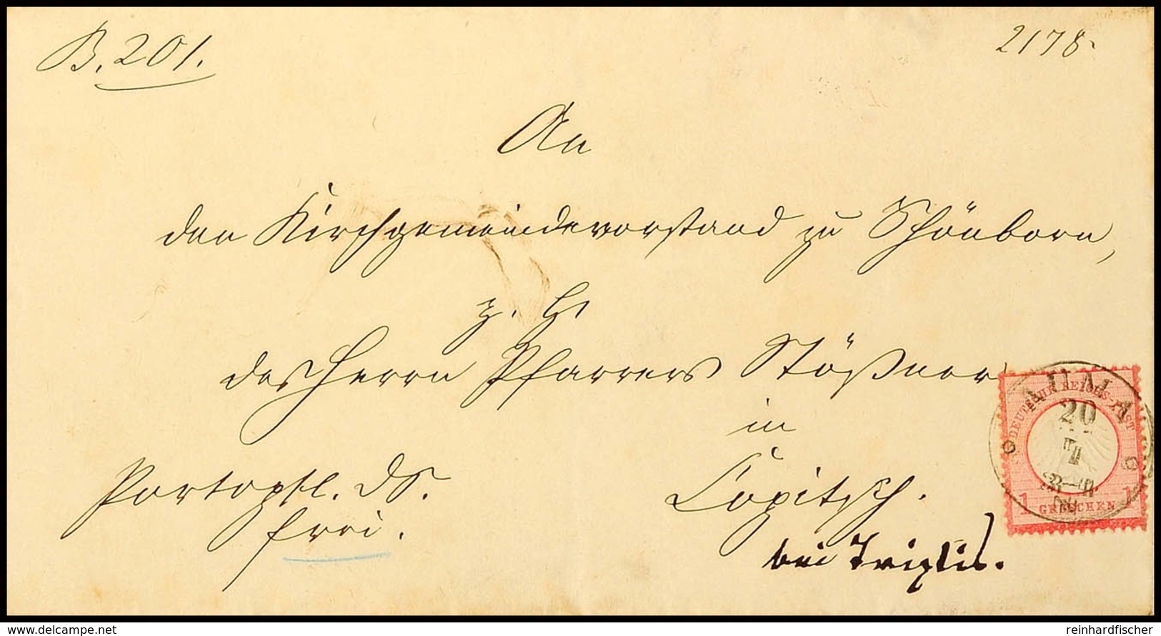 "AUMA 20/7 (1872)" - K1, Auf Portopflichtiger Dienstsache über Triptis Nach Loitsch(?), Katalog: DR4 BF - Andere & Zonder Classificatie