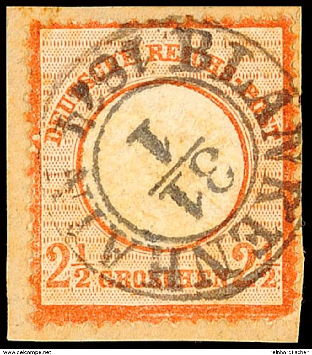 "BLANKENHAIN 31/1 1874" - K2, Zentrisch Auf Briefstück DR 2 1/2 Gr. Rötlichbraun, Kurzes Eckzähnchen, Katalog: DR 21a BS - Andere & Zonder Classificatie