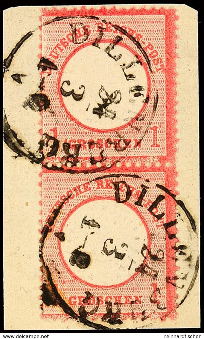 "DILLENBURG 24 3", Zwei Abschläge Auf Briefstück Senkr. Paar DR 1 Gr. Großer Brustschild, Katalog: DR19(2) BS - Andere & Zonder Classificatie