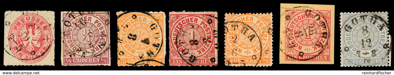 "GOTHA" - K1 Mit Ringeln, Auf 7 Verschiedenen Marken, Preussen MiNr. 16, NDP MiNr. 1, 3, 4, 15, 16 U. 17  O - Andere & Zonder Classificatie