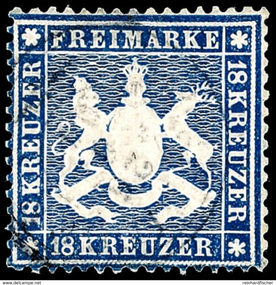 18 Kr. Blau Auf Dünnem Papier Mit K2 "MOESSINGEN 28.3.64", Nachgezähnt, Entsprechend Gepr. Irtenkauf BPP, Optisch Anspre - Other & Unclassified