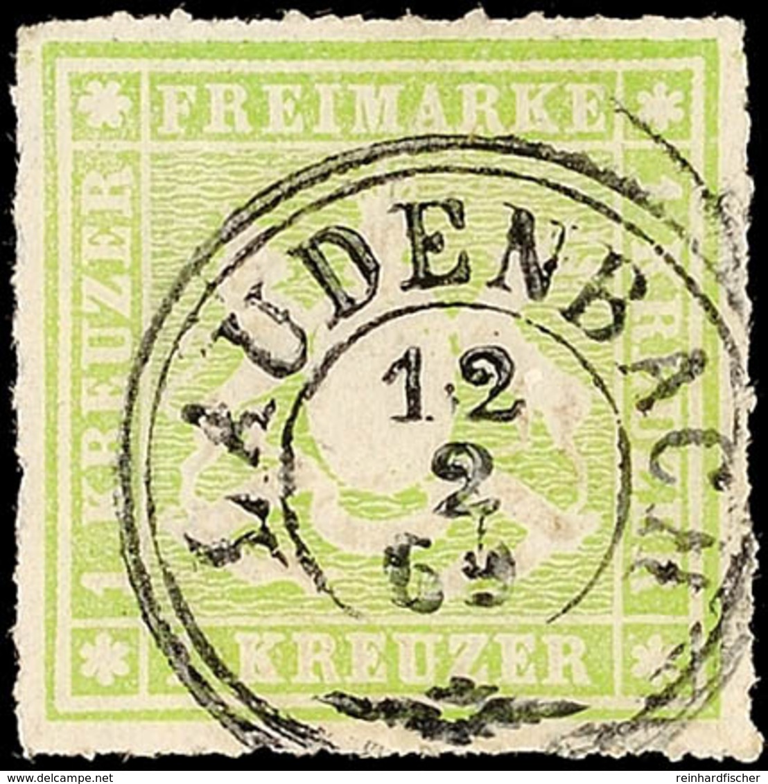 "LAUDENBACH 12 2 69" - K3, Klar Und Gerade Auf Farbfrischem Kabinettstück 1 Kr., Gepr. Irtenkauf BPP, Katalog: 30a O - Other & Unclassified