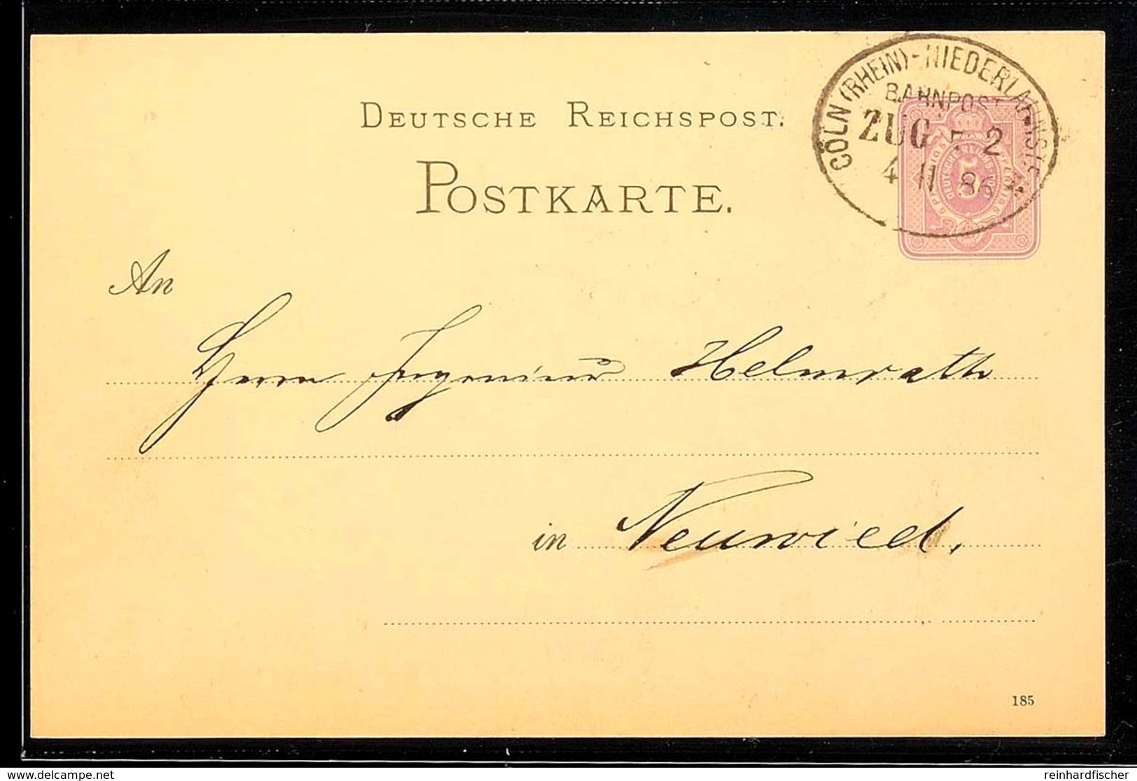 "CÖLN (RHEIN) - NIEDERLAHNSTEIN ZUG 52" (verstümmelte 5) - Bahnpost-Ovalstempel, Auf GS-Postkarte 5 Pfg In 1886 Nach Neu - Andere & Zonder Classificatie